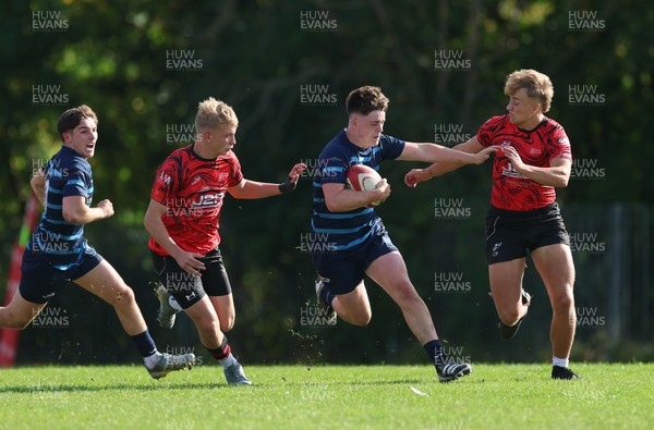 011025 - Ysgol Gyfun Gymraeg Glantaf v Coleg Gwent, WRU Welsh Schools & Colleges league - Harry Kinsey of Ysgol Glantaf charges forward