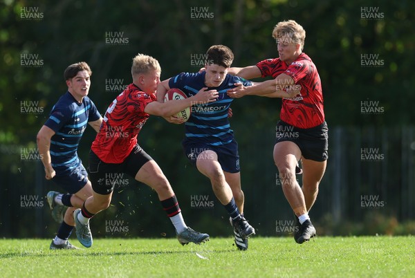 011025 - Ysgol Gyfun Gymraeg Glantaf v Coleg Gwent, WRU Welsh Schools & Colleges league - Harry Kinsey of Ysgol Glantaf charges forward