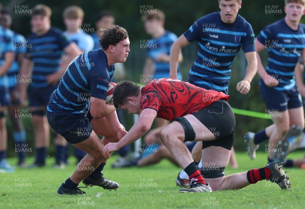 011025 - Ysgol Gyfun Gymraeg Glantaf v Coleg Gwent, WRU Welsh Schools & Colleges league - Efan Jenkins of Ysgol Glantaf charges forward