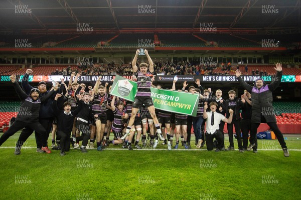 101224 - Ysgol Gyfun Bro Myrddin v Ysgol Gyfun Cwm Rhymni - WSC U18s Champion of Champions - Bro Myrddin lift the trophy