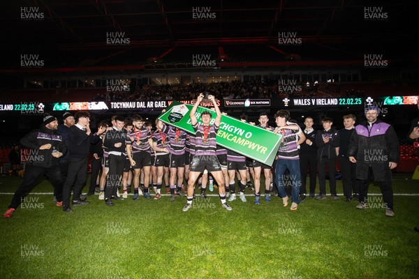 101224 - Ysgol Gyfun Bro Myrddin v Ysgol Gyfun Cwm Rhymni - WSC U18s Champion of Champions - Bro Myrddin lift the trophy