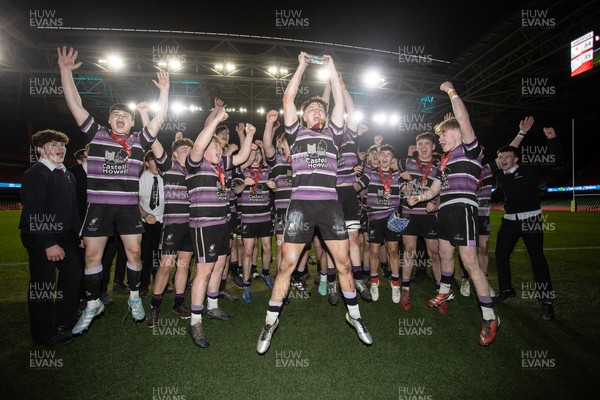 101224 - Ysgol Gyfun Bro Myrddin v Ysgol Gyfun Cwm Rhymni - WSC U18s Champion of Champions - Bro Myrddin lift the trophy