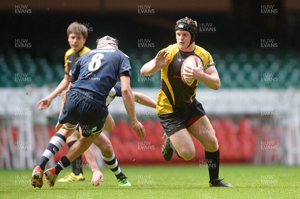 130416 - Ysgol Gyfun Gwyr v Llanishen High- WRU Schools Cup Final Gareth Thomas of Ysgol Gyfun Gwyr on the attack