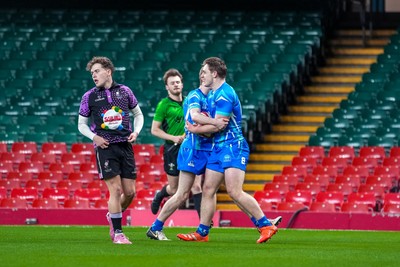 111225 - Ysgol Gymraeg Bro Morgannwg v Ysgol Gyfun Gymraeg Bro Myrddin - U18 Schools and Colleges Champions of Champions - Liam Williams of Ysgol Gymraeg Bro Morgannwg celebrates scoring his teams first try