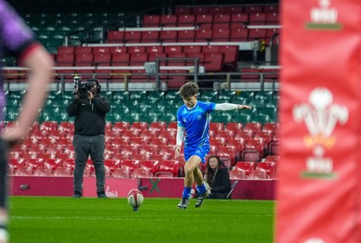 111225 - Ysgol Gymraeg Bro Morgannwg v Ysgol Gyfun Gymraeg Bro Myrddin - U18 Schools and Colleges Champions of Champions - Rhys Muxworthy kicks a conversion