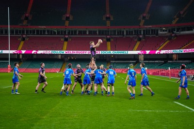 111225 - Ysgol Gymraeg Bro Morgannwg v Ysgol Gyfun Gymraeg Bro Myrddin - U18 Schools and Colleges Champions of Champions - Players compete for a line out