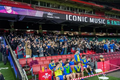 111225 - Ysgol Gymraeg Bro Morgannwg v Ysgol Gyfun Gymraeg Bro Myrddin - U18 Schools and Colleges Champions of Champions - Fans celebrate