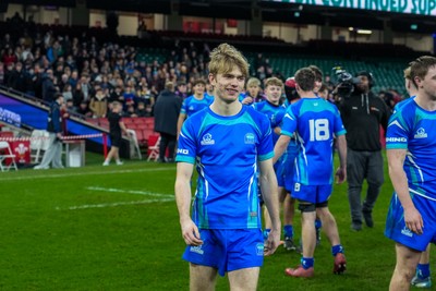 111225 - Ysgol Gymraeg Bro Morgannwg v Ysgol Gyfun Gymraeg Bro Myrddin - U18 Schools and Colleges Champions of Champions - Harri Davies following the match
