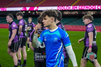 111225 - Ysgol Gymraeg Bro Morgannwg v Ysgol Gyfun Gymraeg Bro Myrddin - U18 Schools and Colleges Champions of Champions - Rhys Muxworthy following the match