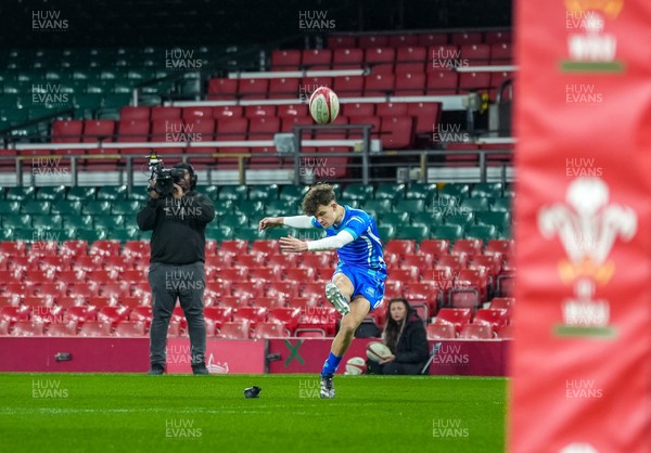 111225 - Ysgol Gymraeg Bro Morgannwg v Ysgol Gyfun Gymraeg Bro Myrddin - U18 Schools and Colleges Champions of Champions - Rhys Muxworthy kicks a conversion