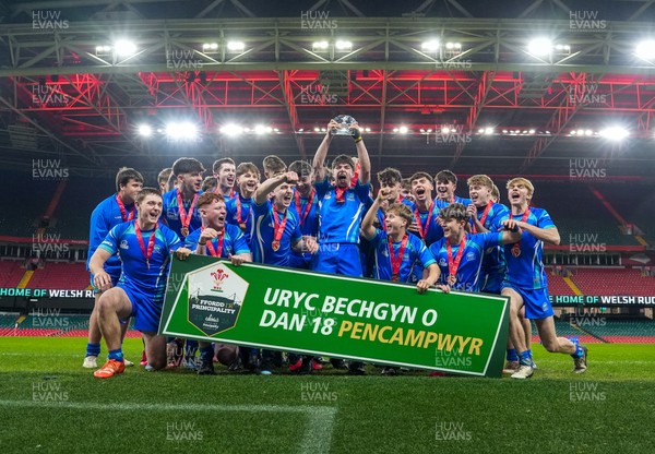 111225 - Ysgol Gymraeg Bro Morgannwg v Ysgol Gyfun Gymraeg Bro Myrddin - U18 Schools and Colleges Champions of Champions - Players of Ysgol Gymraeg Bro Morgannwg celebrate their victory