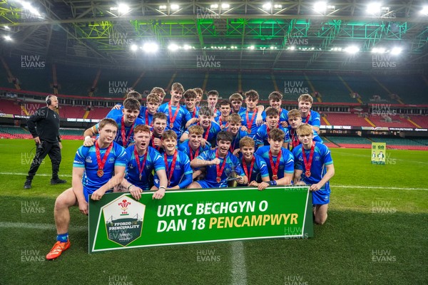 111225 - Ysgol Gymraeg Bro Morgannwg v Ysgol Gyfun Gymraeg Bro Myrddin - U18 Schools and Colleges Champions of Champions - Players of Ysgol Gymraeg Bro Morgannwg celebrate their victory