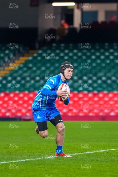 111225 - Ysgol Gymraeg Bro Morgannwg v Ysgol Gyfun Gymraeg Bro Myrddin - U18 Schools and Colleges Champions of Champions - Richie Jenkins of Ysgol Gymraeg Bro Morgannwg runs with the ball