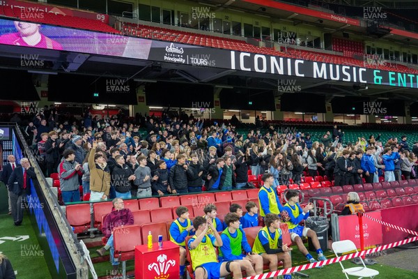 111225 - Ysgol Gymraeg Bro Morgannwg v Ysgol Gyfun Gymraeg Bro Myrddin - U18 Schools and Colleges Champions of Champions - Fans celebrate