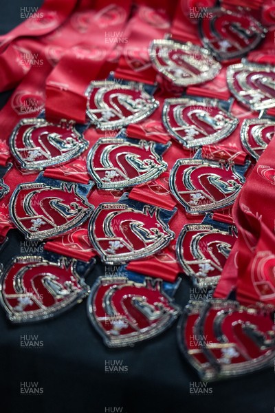 111225 - Ysgol Gymraeg Bro Morgannwg v Ysgol Gyfun Gymraeg Bro Myrddin - U18 Schools and Colleges Champions of Champions - Second place medals displayed on a table