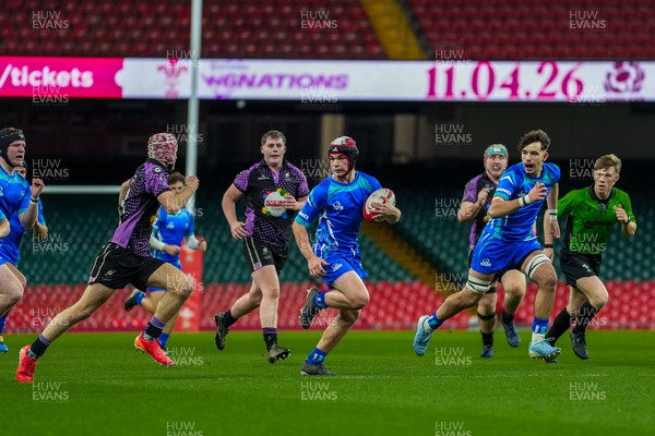 111225 - Ysgol Gymraeg Bro Morgannwg v Ysgol Gyfun Gymraeg Bro Myrddin - U18 Schools and Colleges Champions of Champions - Aled Philliphs Ysgol Gymraeg Bro Morgannwg runs with the ball