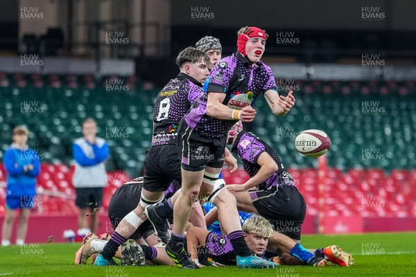 111225 - Ysgol Gymraeg Bro Morgannwg v Ysgol Gyfun Gymraeg Bro Myrddin - U18 Schools and Colleges Champions of Champions - Ben Morgan of Ysgol Gyfun Gymraeg Bro Myrddin acts as scrum half