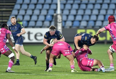 110426 - Zebre Parma v Dragons RFC - EPCR Challenge Cup Quarter Final - Brodie Coghlan of Dragons is tackled