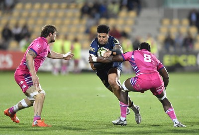 110426 - Zebre Parma v Dragons RFC - EPCR Challenge Cup Quarter Final - Fetuli Paea of Dragons is tackled by Davide Odiase of Zebre (8)