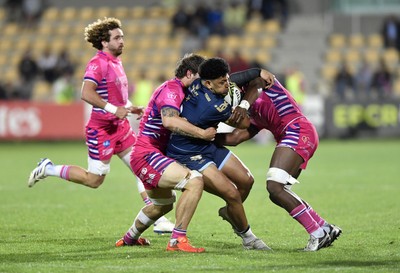 110426 - Zebre Parma v Dragons RFC - EPCR Challenge Cup Quarter Final - Fetuli Paea of Dragons is tackled by Davide Odiase of Zebre (8)