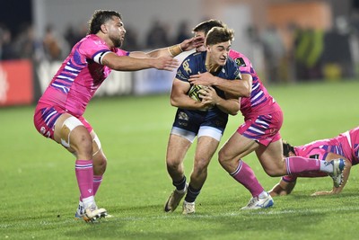 110426 - Zebre Parma v Dragons RFC - EPCR Challenge Cup Quarter Final - Huw Anderson of Dragons is tackled