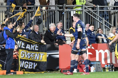 110426 - Zebre Parma v Dragons RFC - EPCR Challenge Cup Quarter Final - Dragons players celebrate their victory with fans