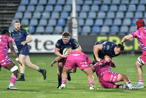 110426 - Zebre Parma v Dragons RFC - EPCR Challenge Cup Quarter Final - Brodie Coghlan of Dragons is tackled
