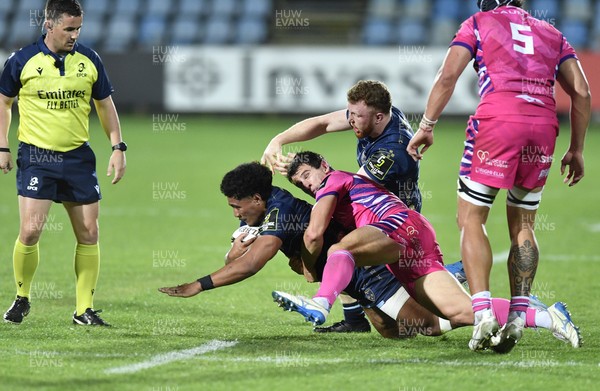 110426 - Zebre Parma v Dragons RFC - EPCR Challenge Cup Quarter Final - Fine Inisi of Dragons is tackled