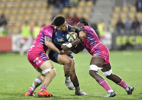 110426 - Zebre Parma v Dragons RFC - EPCR Challenge Cup Quarter Final - Fetuli Paea of Dragons is tackled by Davide Odiase of Zebre (8)