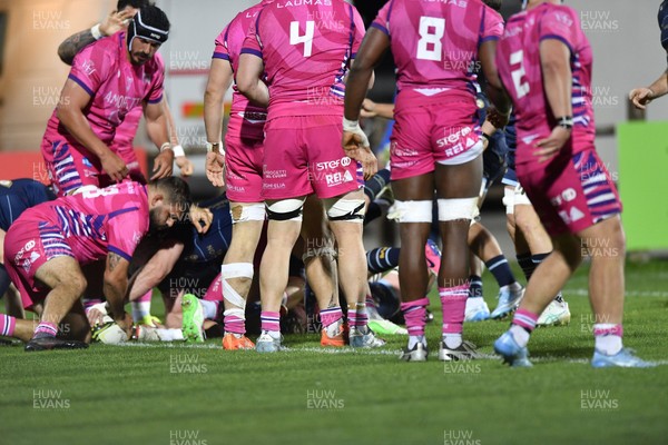 110426 - Zebre Parma v Dragons RFC - EPCR Challenge Cup Quarter Final - Harrison Keddie of Dragons (not seen) goes over to score his second try