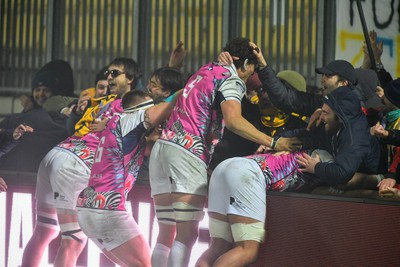 130124 - Zebre Parma v Dragons RFC - EPCR Challenge Cup - Zebre players celebrate at full time