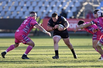 110126 - Zebre Parma v Ospreys - EPCR Challenge Cup - Kian Hire of Ospreys takes on Paolo Buonfiglio of Zebre 
