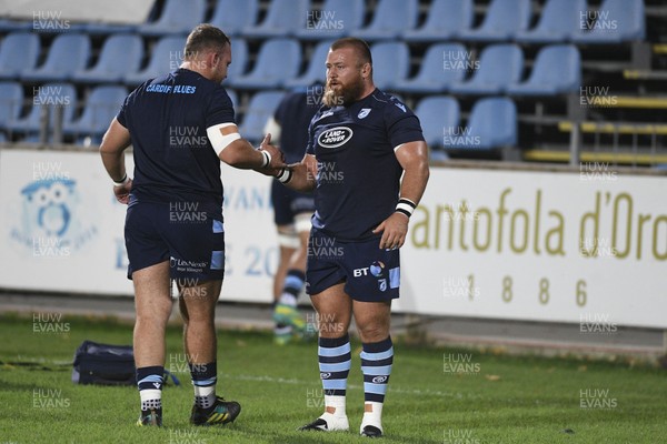 150918 - Zebre v Cardiff Blues - Guinness PRO14 -  Dimitri Arhip of Cardiff Blues during the warm up