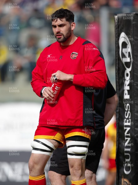 140418 - Zebre v Dragons - Guinness PRO14 - Cory Hill of Dragons during the warm up 