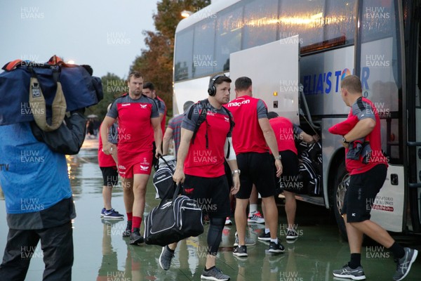 090917 - Zebre Rugby Club v Scarlets - Guinness PRO14 -  Scarlets players arrive at Stadio Lanfranchi 