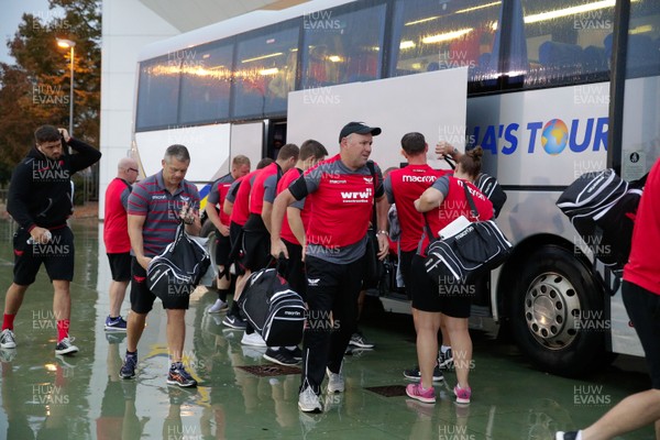 090917 - Zebre Rugby Club v Scarlets - Guinness PRO14 -  Scarlets players arrive at Stadio Lanfranchi